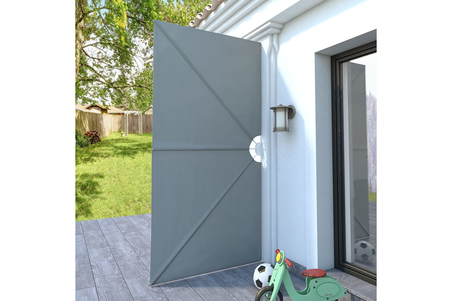 vidaXL 44564 Collapsible Terrace Side Awning Grey 300x150cm-2