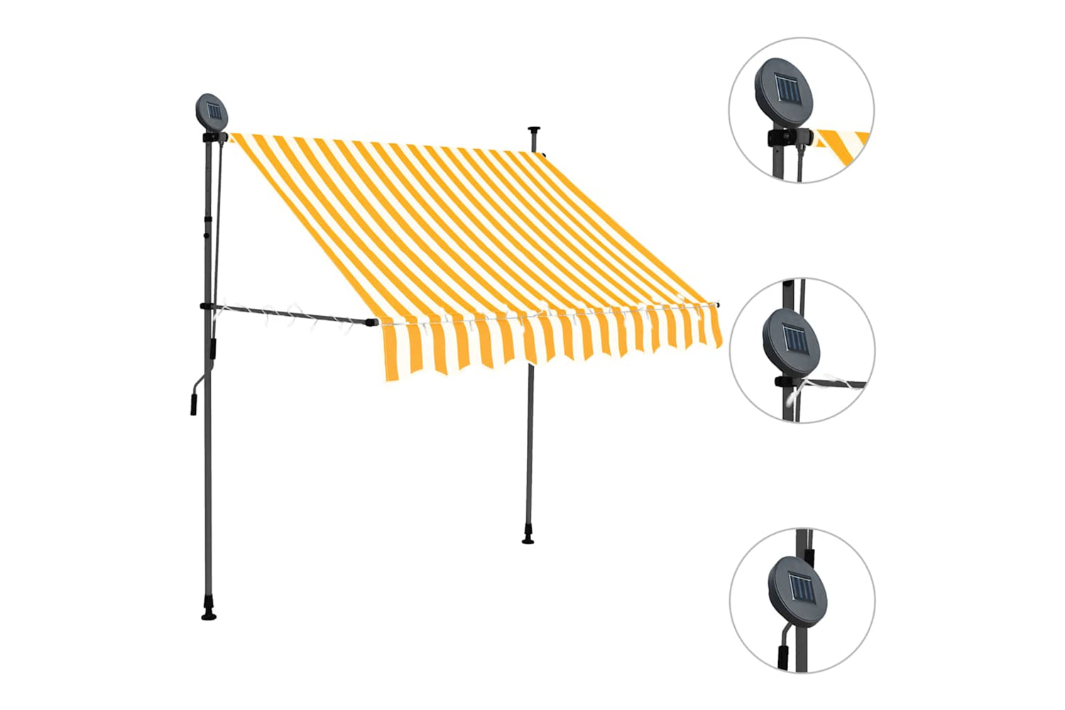vidaXL 145856 Manual Retractable Awning With Led 150cm White And Orange-3