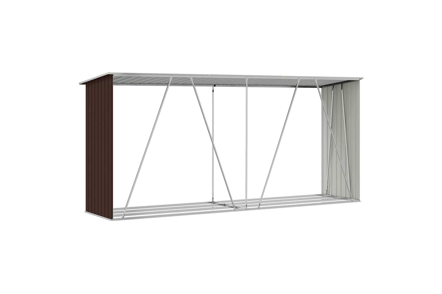 vidaXL 47084 Garden Log Storage Shed Galvanised Steel 330x84x152cm Brown-7