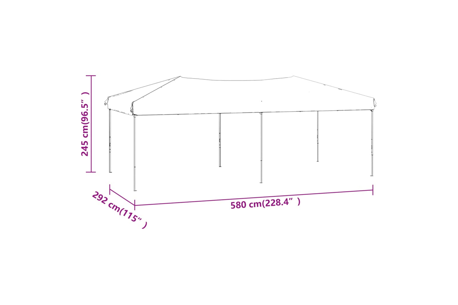 Vidaxl 93537 Folding Party Tent Anthracite 3x6 M-8