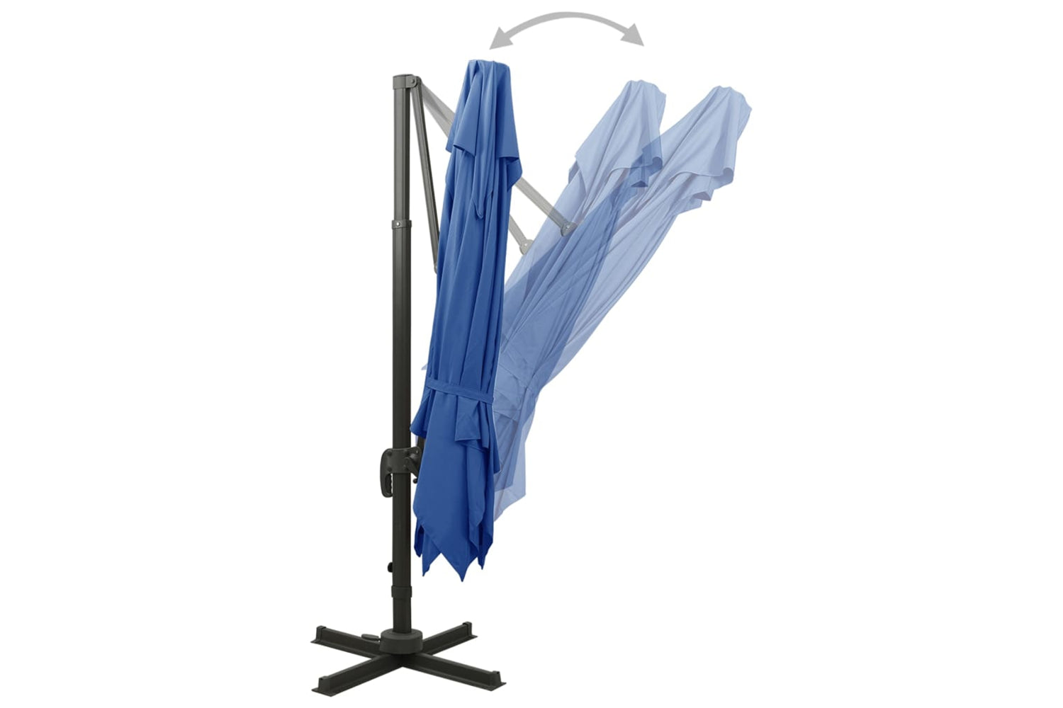 vidaXL 312378 Cantilever Umbrella With Double Top 300x300cm Azure Blue-4