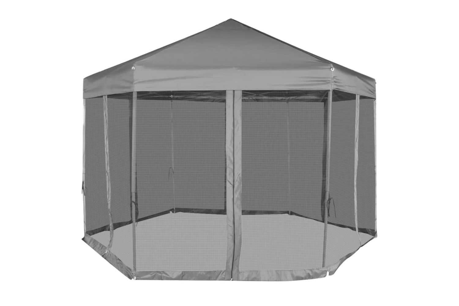 Vidaxl 42111 Hexagonal Pop-up Marquee With 6 Sidewalls Grey 3.6x3.1 M-2