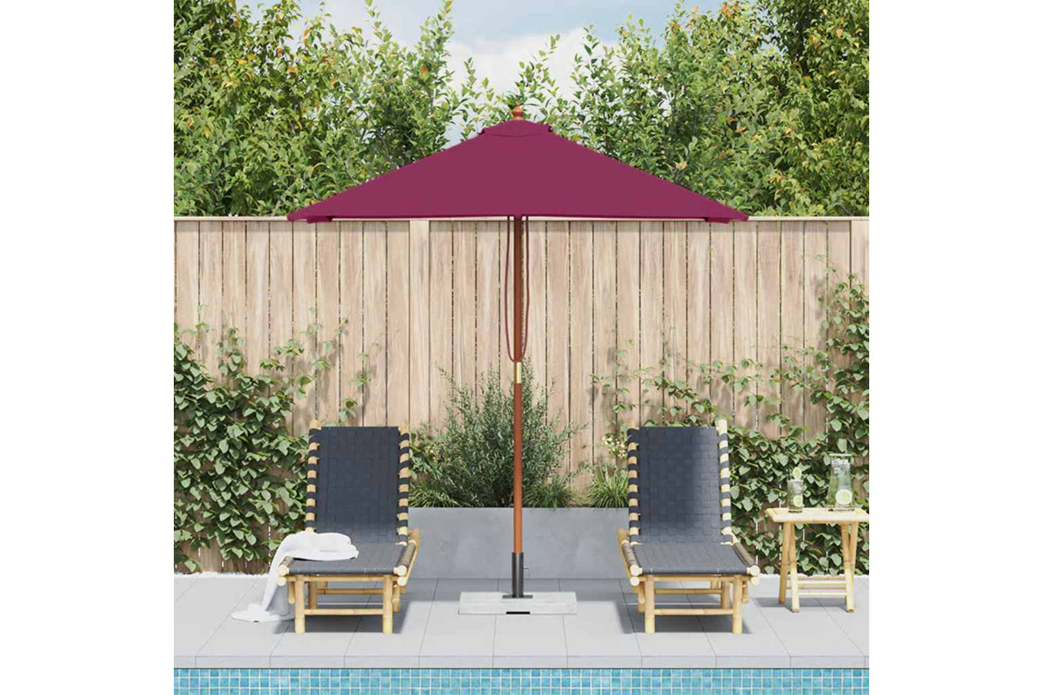 vidaXL 44537 Outdoor Parasol With Wooden Pole 150x200cm Bordeaux Red-2