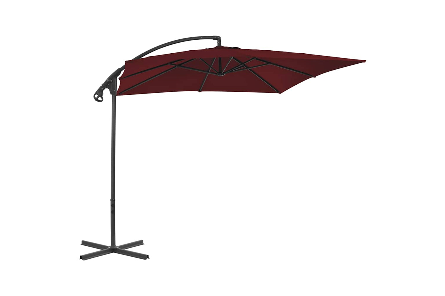 vidaXL 312510 Cantilever Umbrella With Steel Pole 250x250cm Wine Red-3