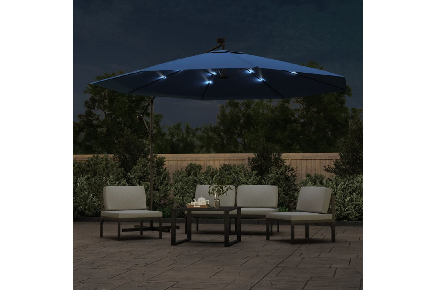 Vidaxl 313785 Cantilever Umbrella With Led Lights Azure Blue 350 Cm-2
