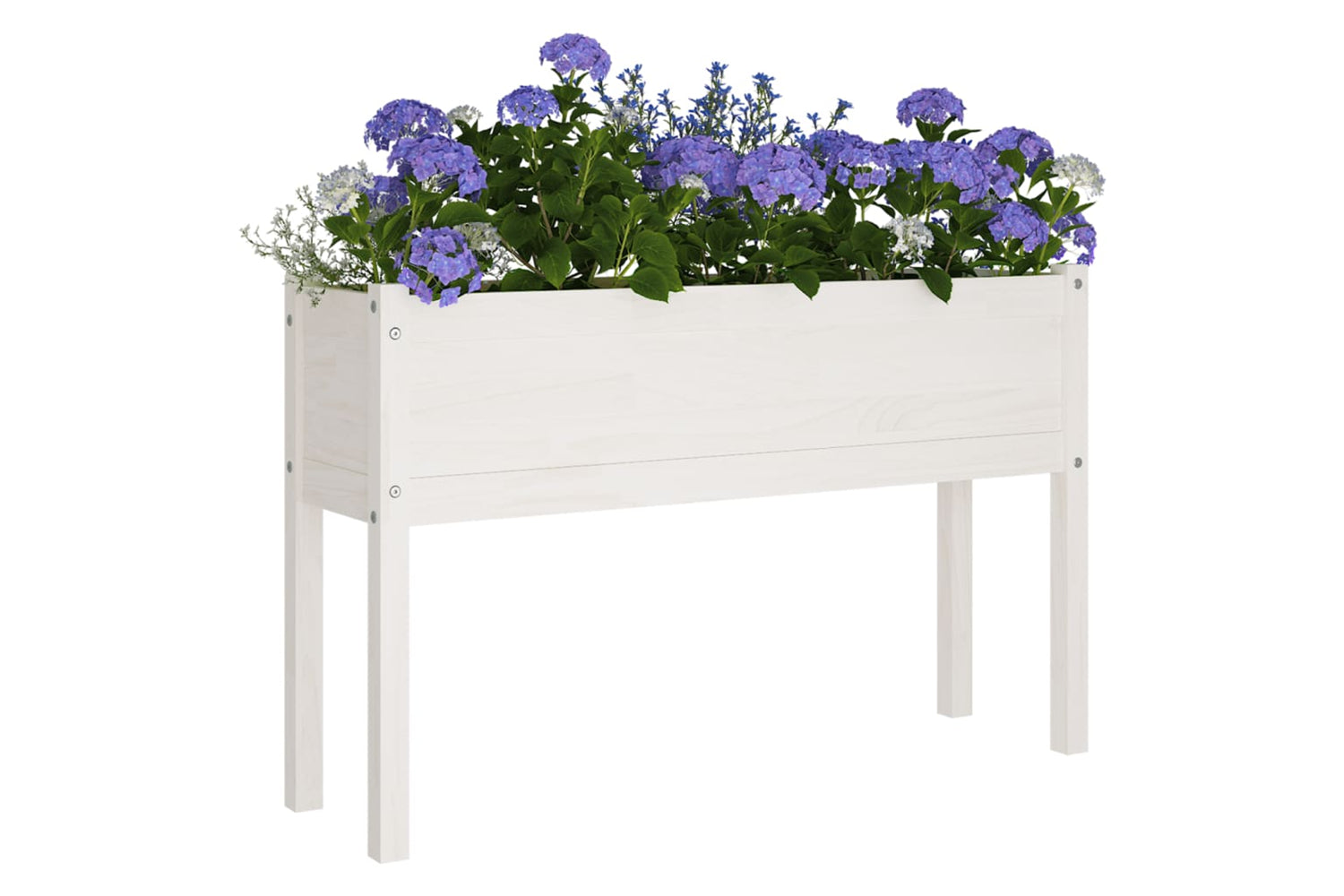 vidaXL 810832 Garden Planters 2 Pcs White 110x31x70cm Solid Pinewood-2