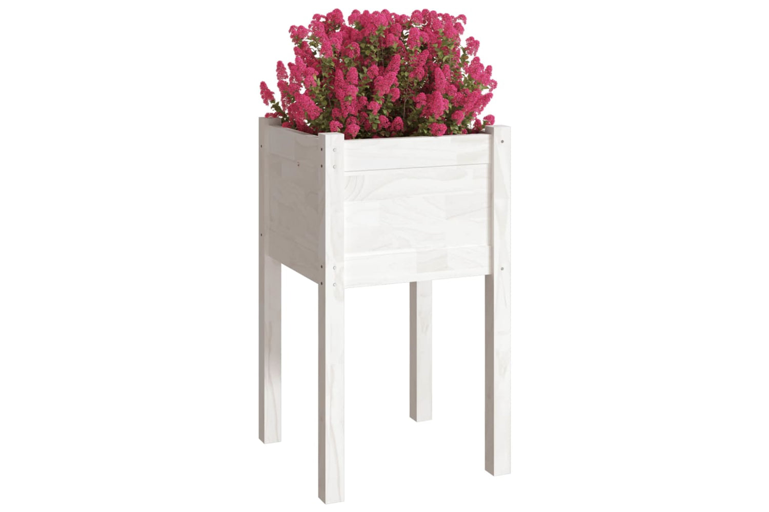 vidaXL 810792 Garden Planters 2 Pcs White 40x40x70cm Solid Pinewood-2