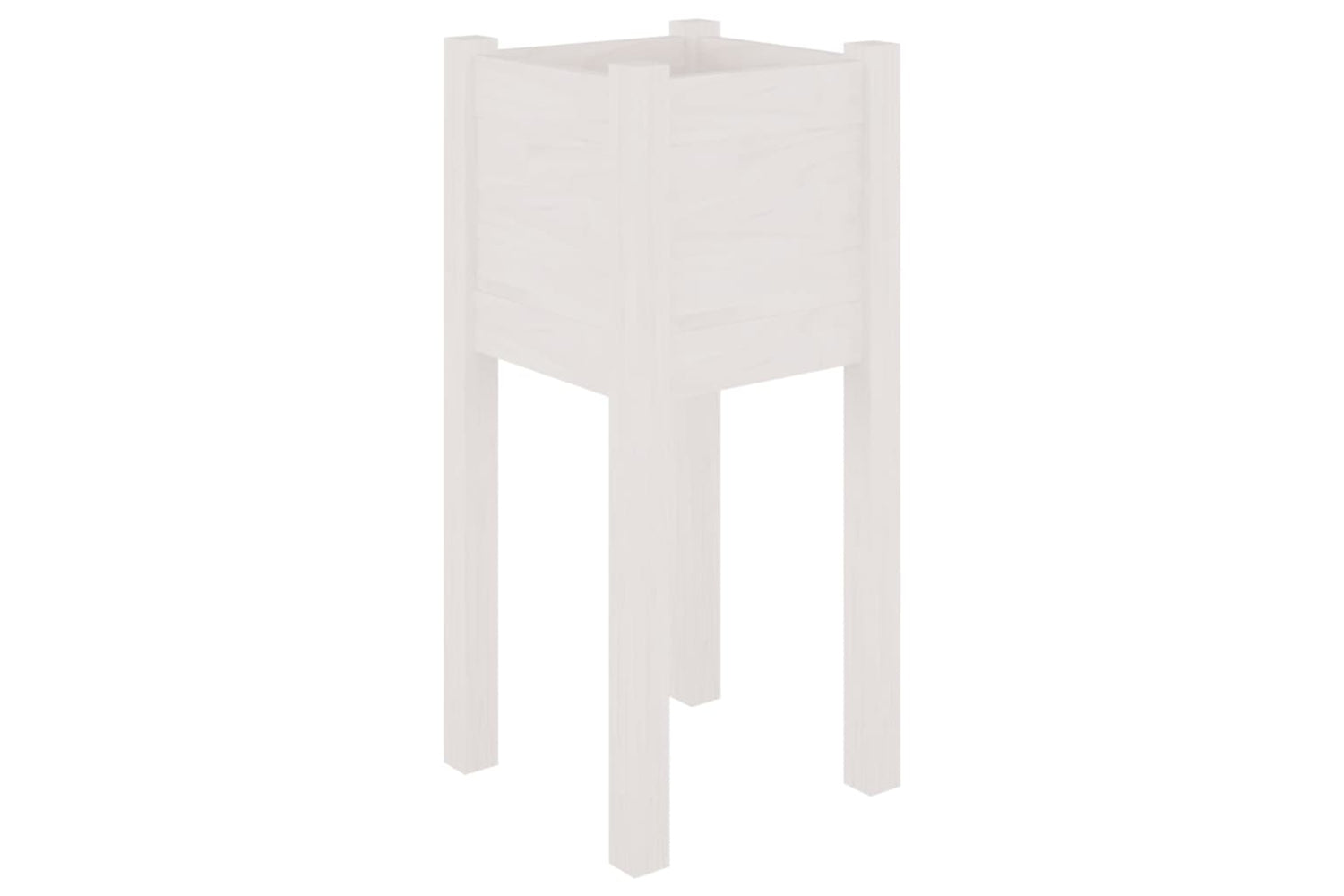 vidaXL 810782 Garden Planters 2 Pcs White 31x31x70cm Solid Pinewood-3