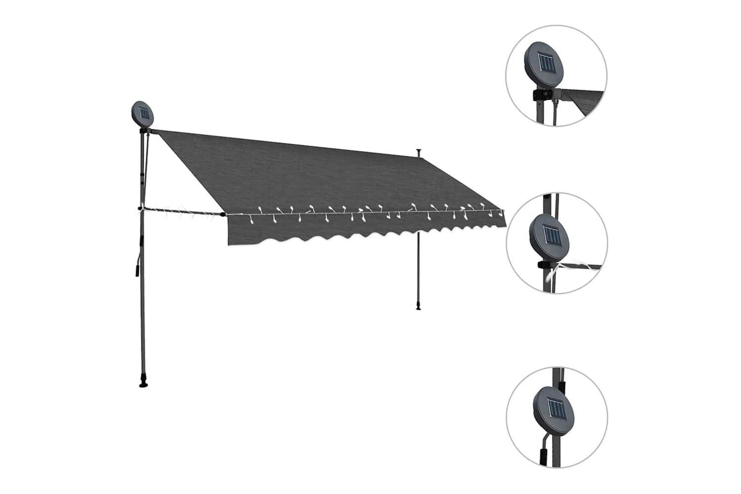 vidaXL 145867 Manual Retractable Awning With Led 350cm Anthracite-3