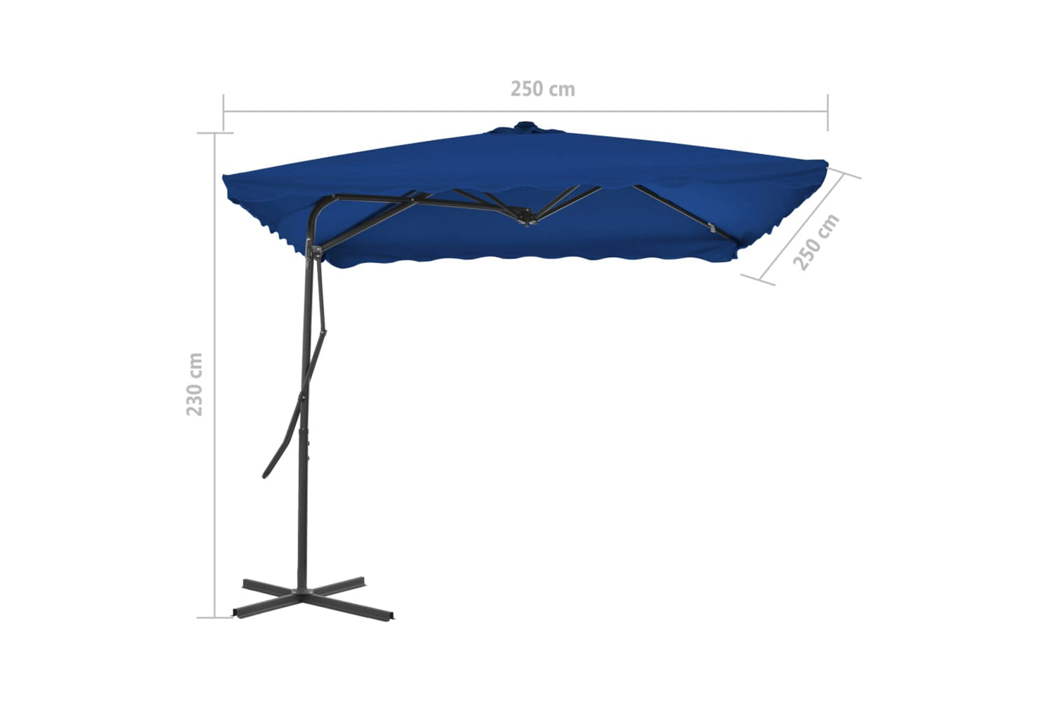 vidaXL 312517 Outdoor Parasol With Steel Pole Blue 250x250x230cm-6