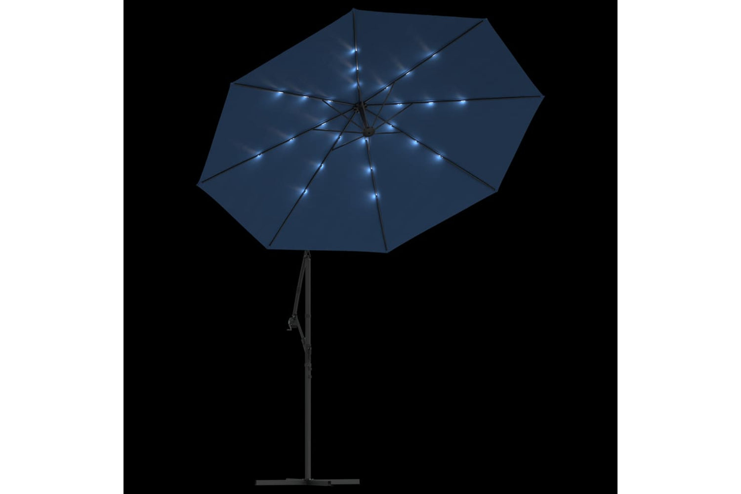 Vidaxl 47137 Cantilever Umbrella With Led Lights And Steel Pole 300 Cm Azure-5