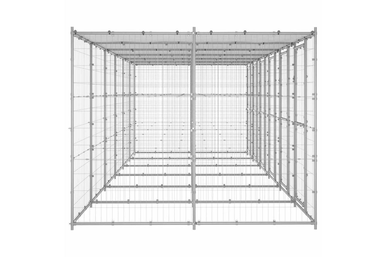Vidaxl 3082275 Outdoor Dog Kennel Galvanised Steel With Roof 14.52 M2-3