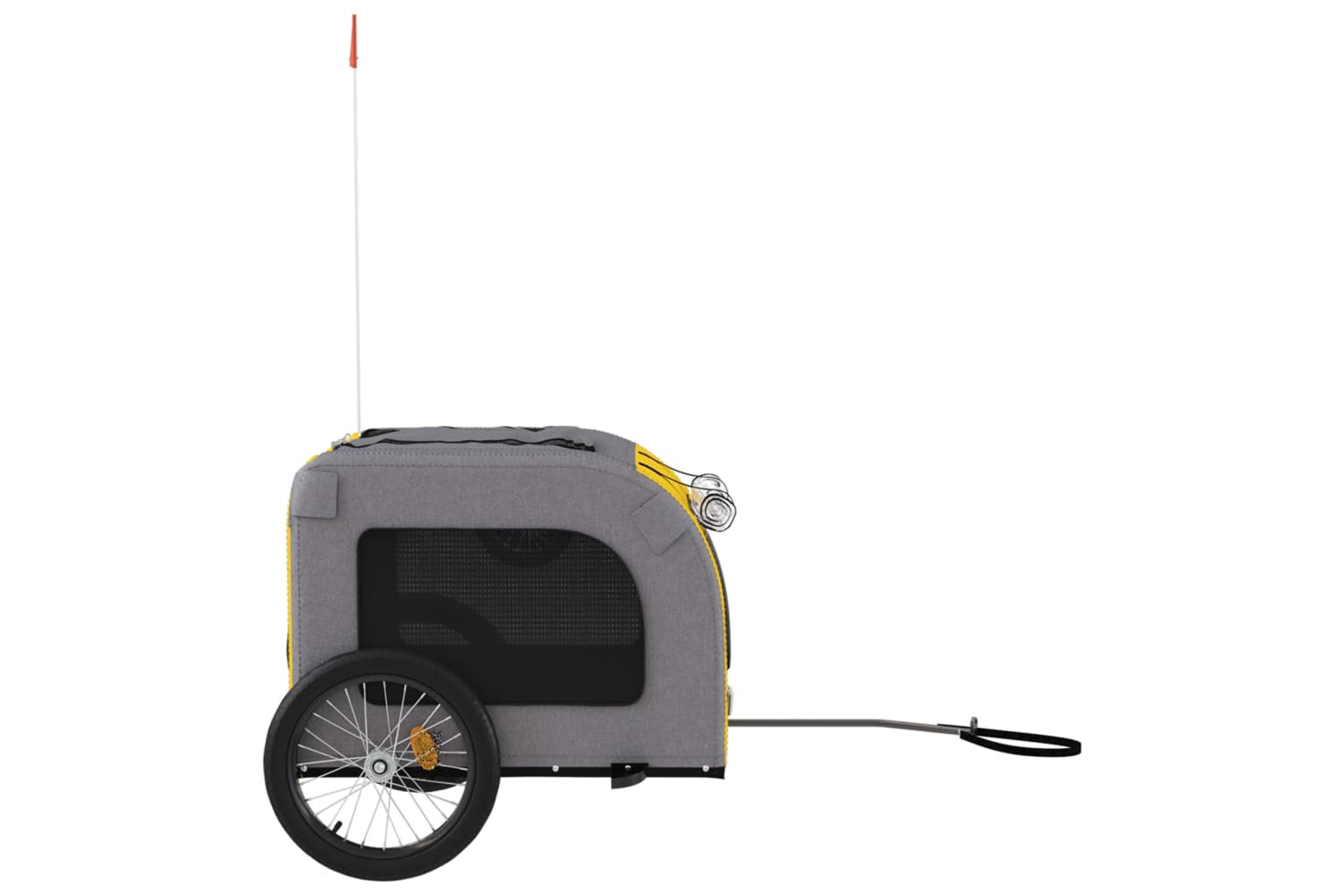 Vidaxl 93840 Pet Bike Trailer Yellow And Grey Oxford Fabric&iron-5