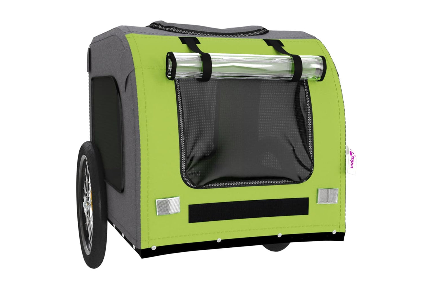 Vidaxl 93843 Pet Bike Trailer Green And Grey Oxford Fabric&iron-4