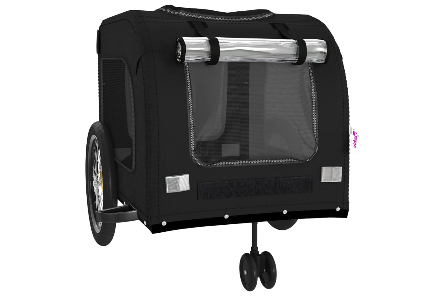 Vidaxl 93863 Pet Bike Trailer Black Oxford Fabric And Iron-4