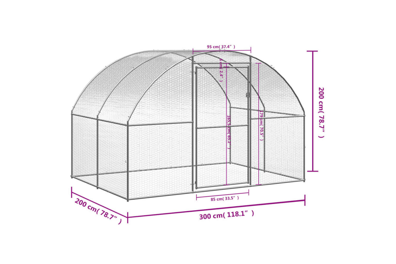 Vidaxl 3095472 Outdoor Chicken Coop 3x2x2 M Galvanised Steel-8