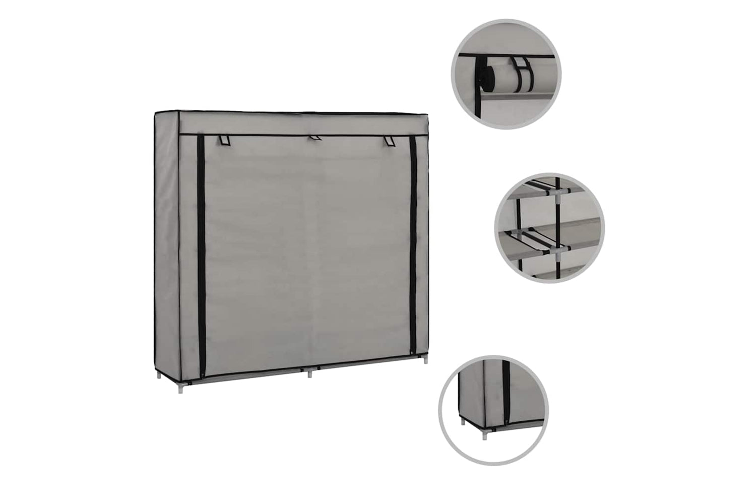 vidaXL 282434 Shoe Cabinet With Cover Grey 115x28x110cm Fabric-6
