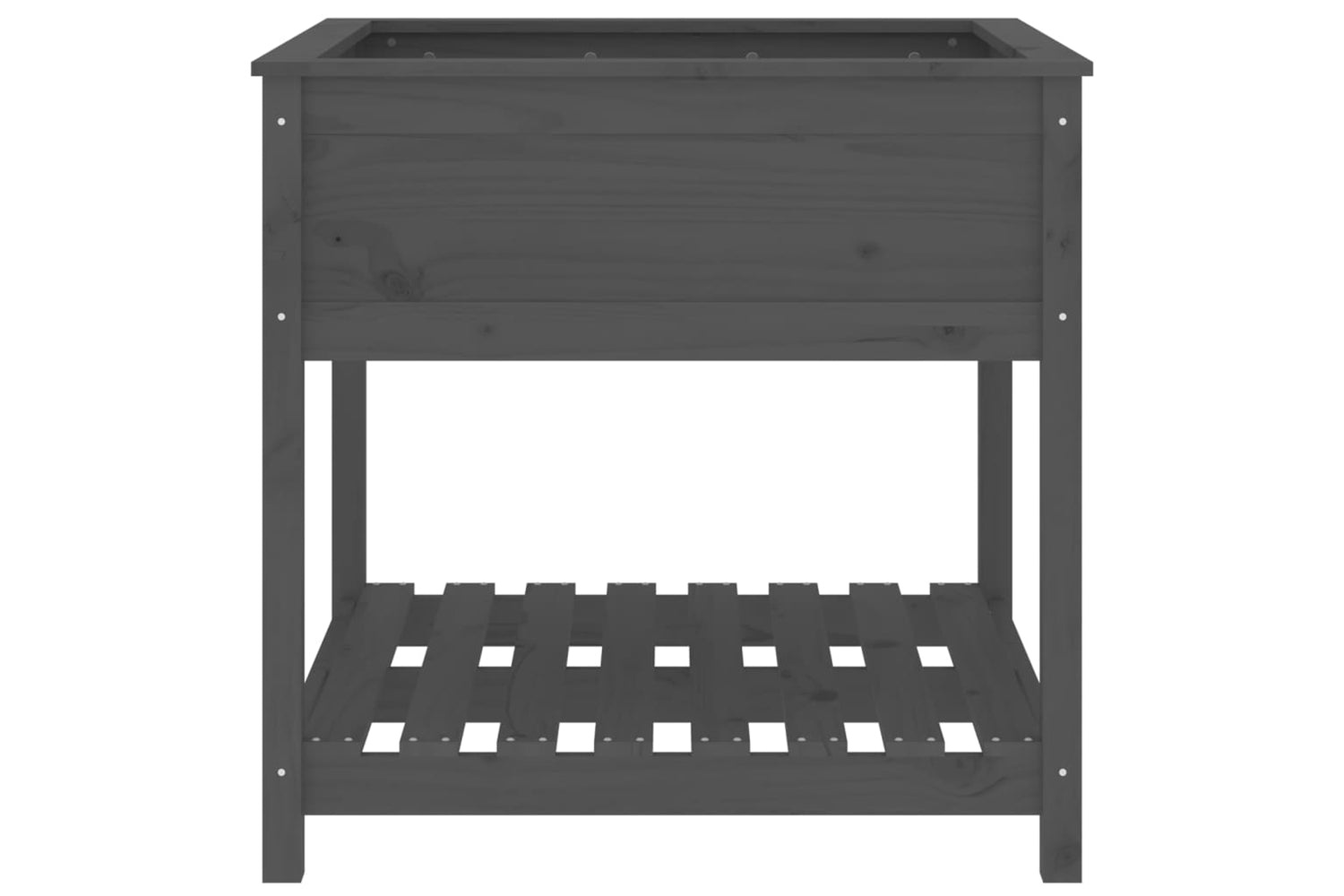vidaXL 823796 Planter With Shelf Grey 82.5x82.5x81cm Solid Wood Pine-4