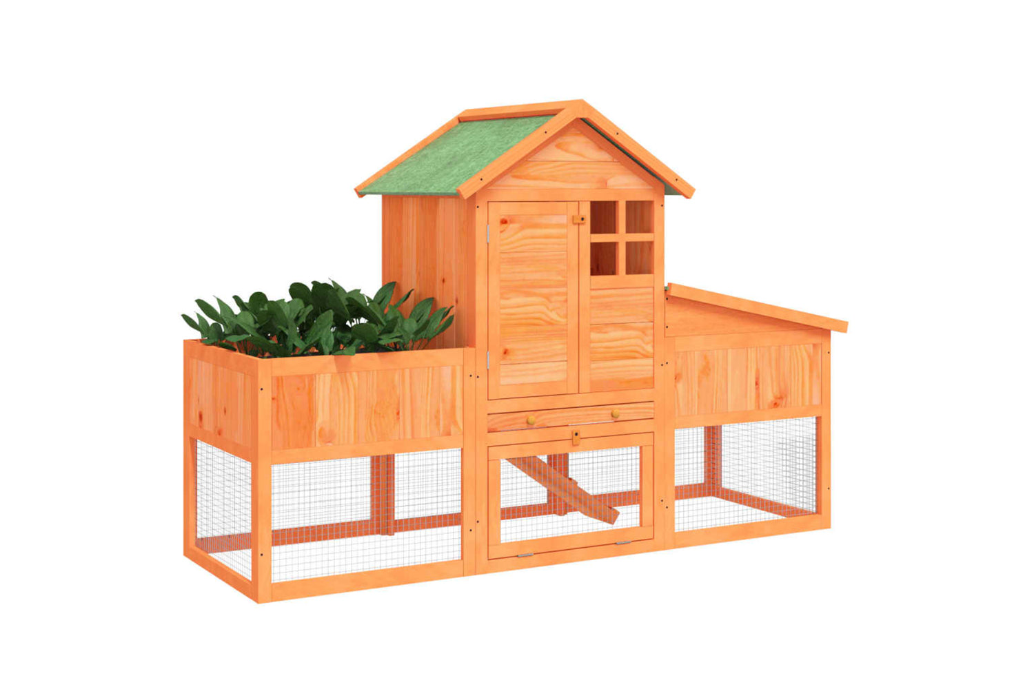 vidaXL 172292 Rabbit Hutch Brown 170x63x113cm Solid Wood Pine-2