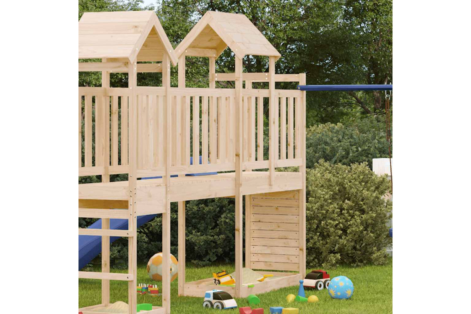 Vidaxl Play Tower With Rockwall 53x110.5x214 Cm Solid Wood Pine-2
