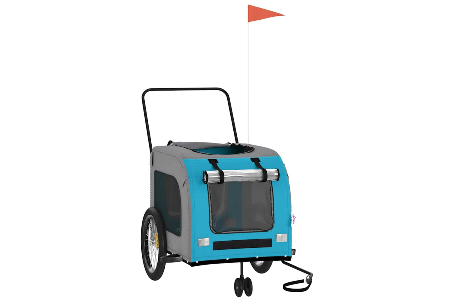 Vidaxl 93862 Pet Bike Trailer Blue And Grey Oxford Fabric And Iron-2