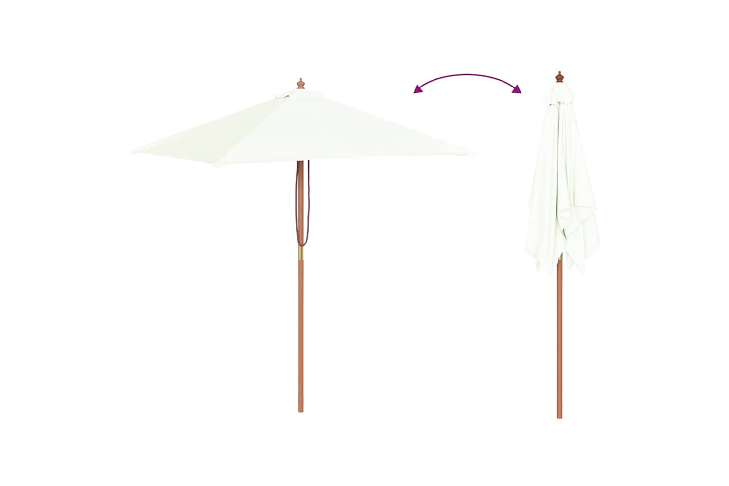 vidaXL 44533 Outdoor Parasol With Wooden Pole 150x200cm Sand-5