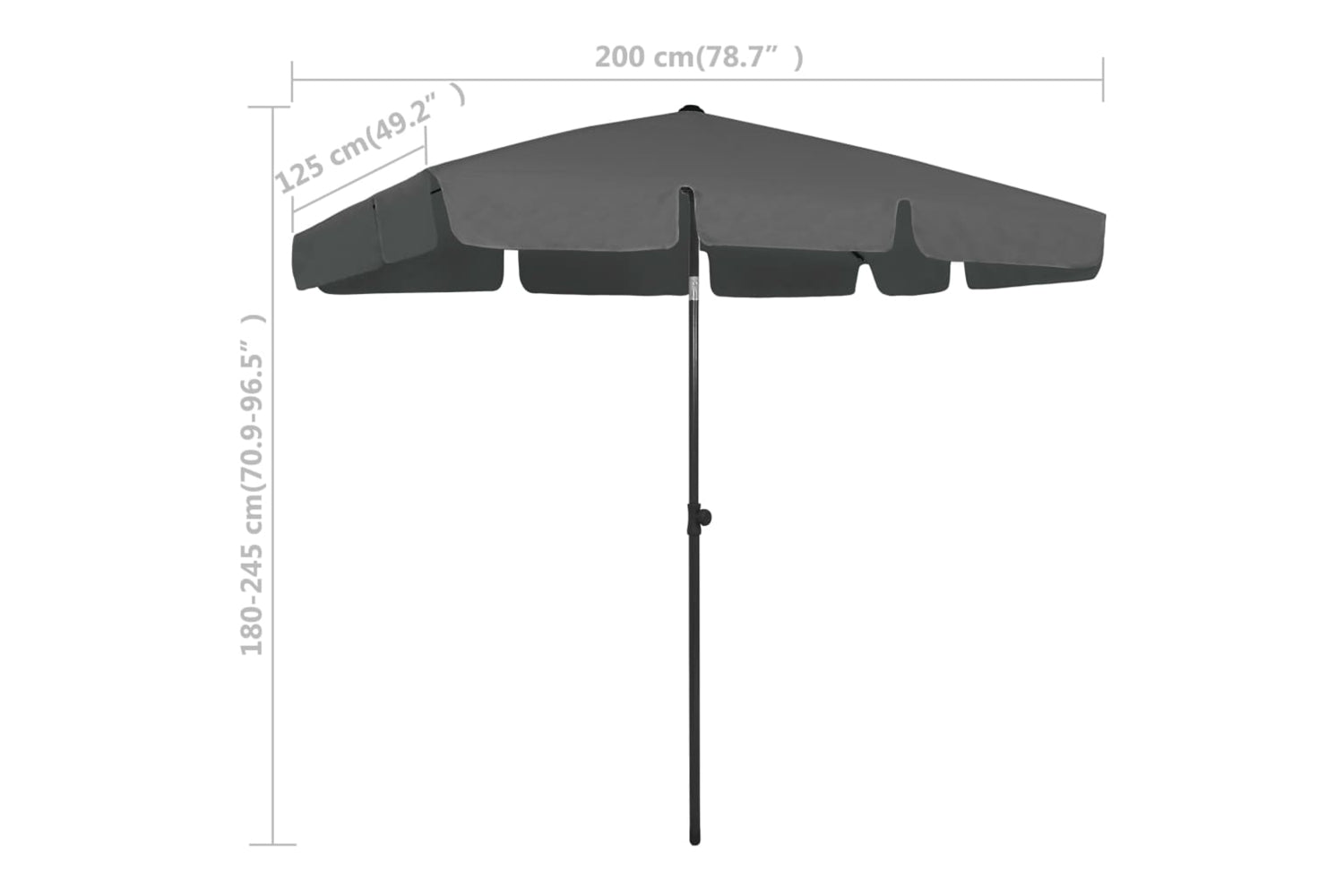 vidaXL 314729 Beach Umbrella Anthracite 200x125cm-8