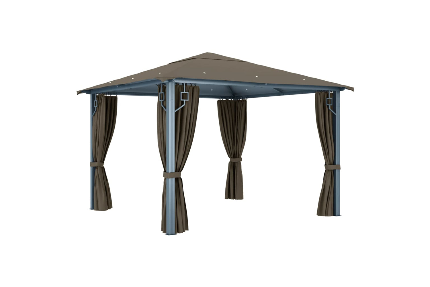 Vidaxl 3070334 Gazebo With Curtain&led String Lights 3x3 M Taupe Aluminium-5