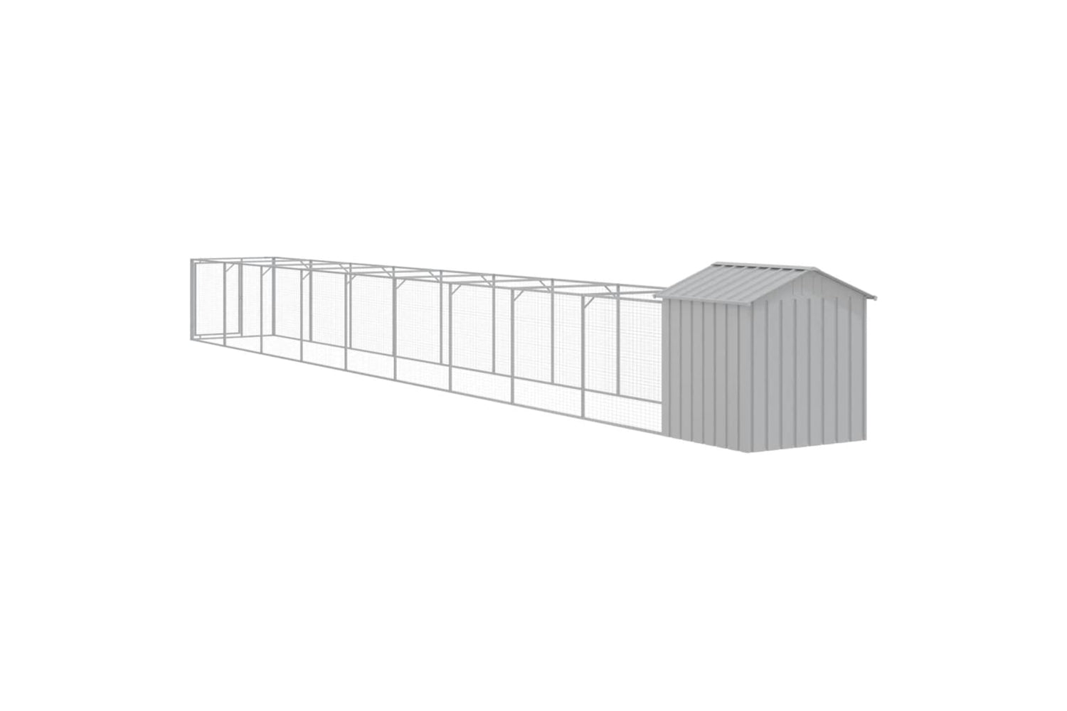 vidaXL 3189067 Dog House With Roof Light Grey 117x1017x123cm Galvanised Steel-4