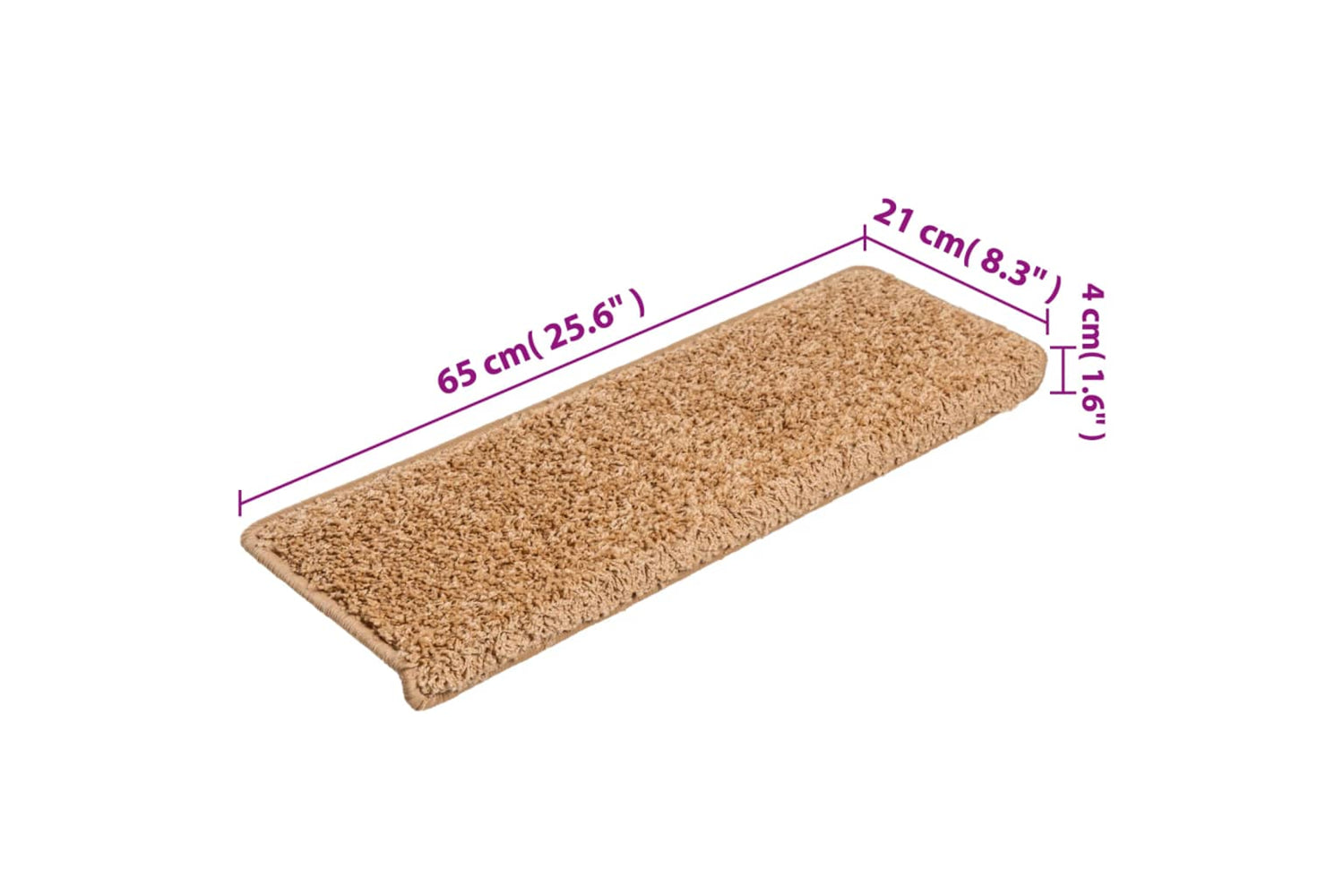 vidaXL Carpet Stair Treads 15 Pcs 65x21x4cm Beige-7