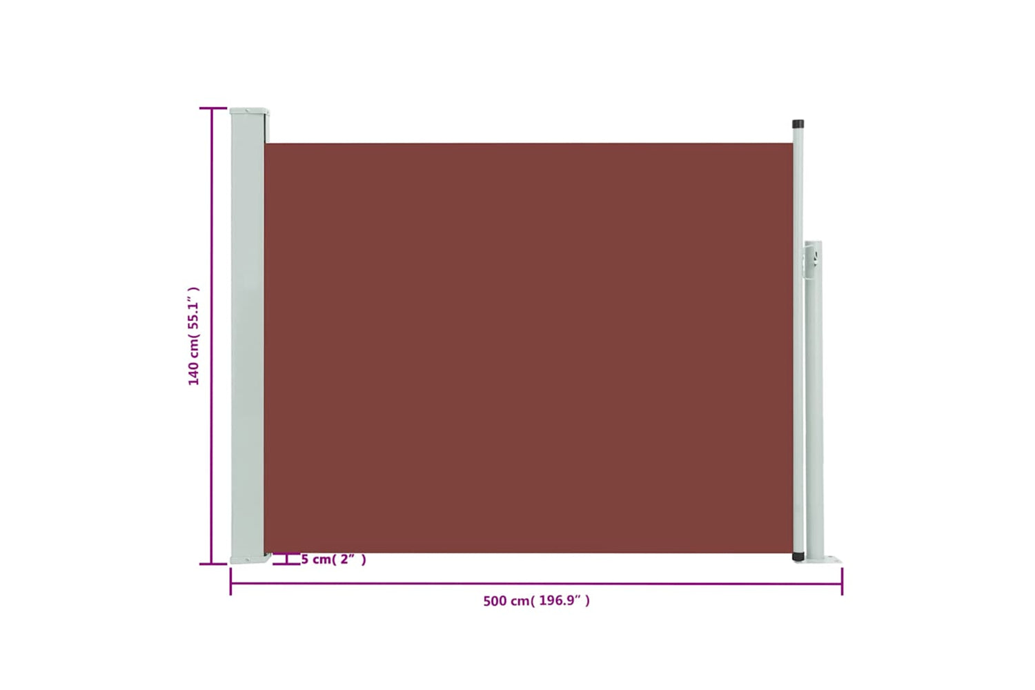 vidaXL 48399 Patio Retractable Side Awning 140x500cm Brown-7