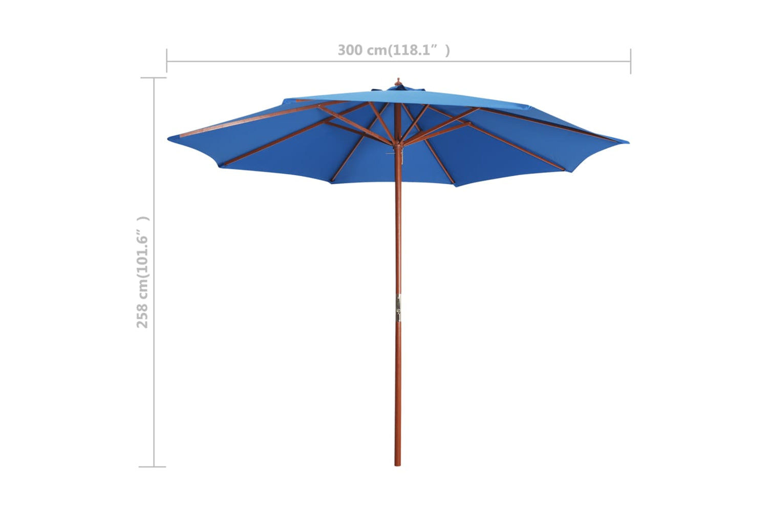 vidaXL 47125 Parasol With Wooden Pole 300x258cm Blue-6