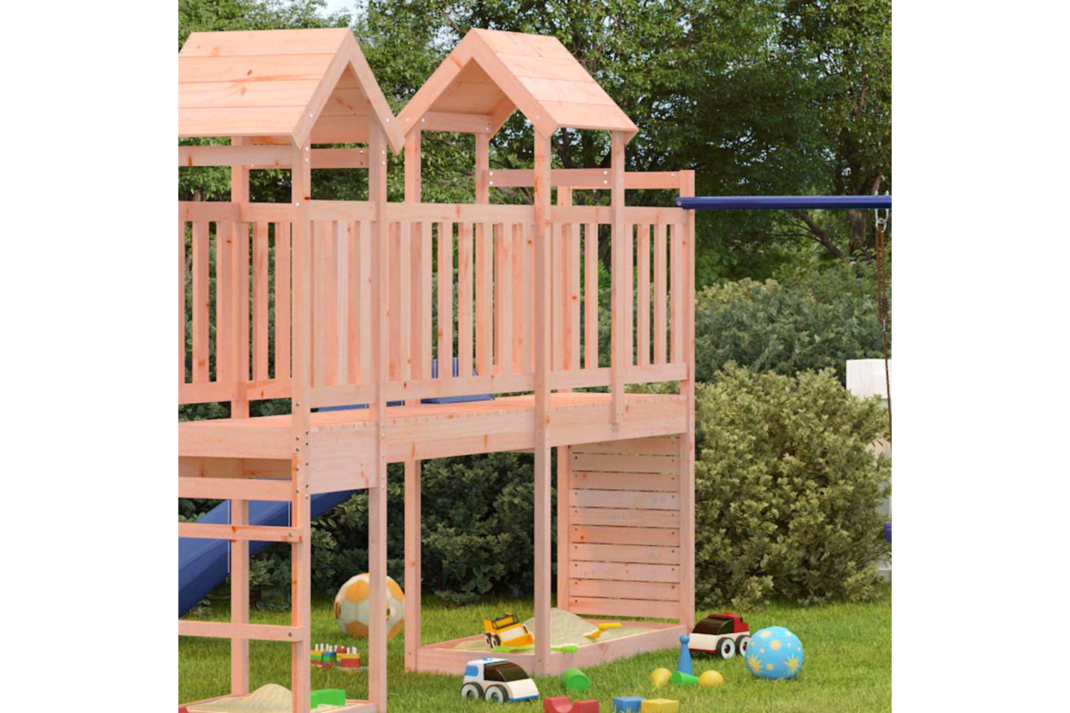 Vidaxl Play Tower With Rockwall 53x110.5x214 Cm Solid Wood Douglas-2