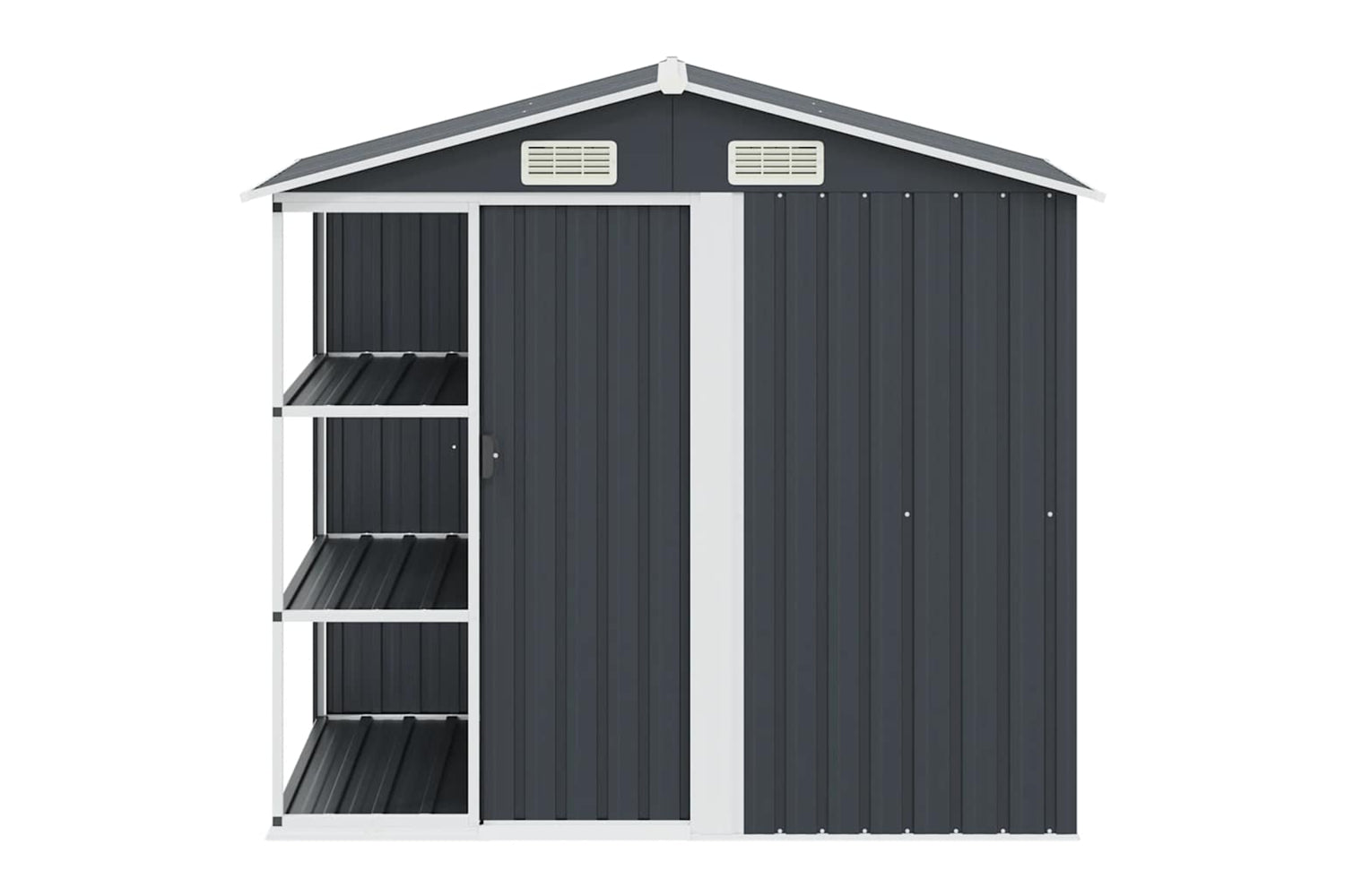 vidaXL 47106 Garden Shed With Rack Anthracite 205x130x183cm Iron-3