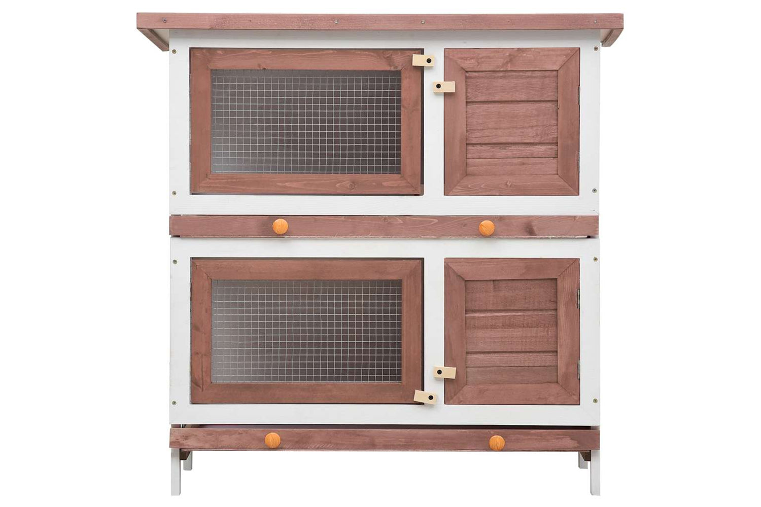 Vidaxl 170835 Outdoor Rabbit Hutch 4 Doors Brown Wood-3