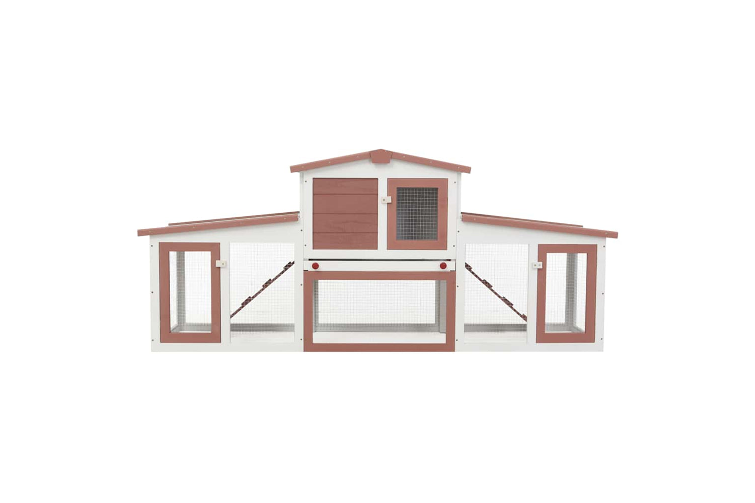 vidaXL 170844 Outdoor Large Rabbit Hutch Brown And White 204x45x85cm Wood-3