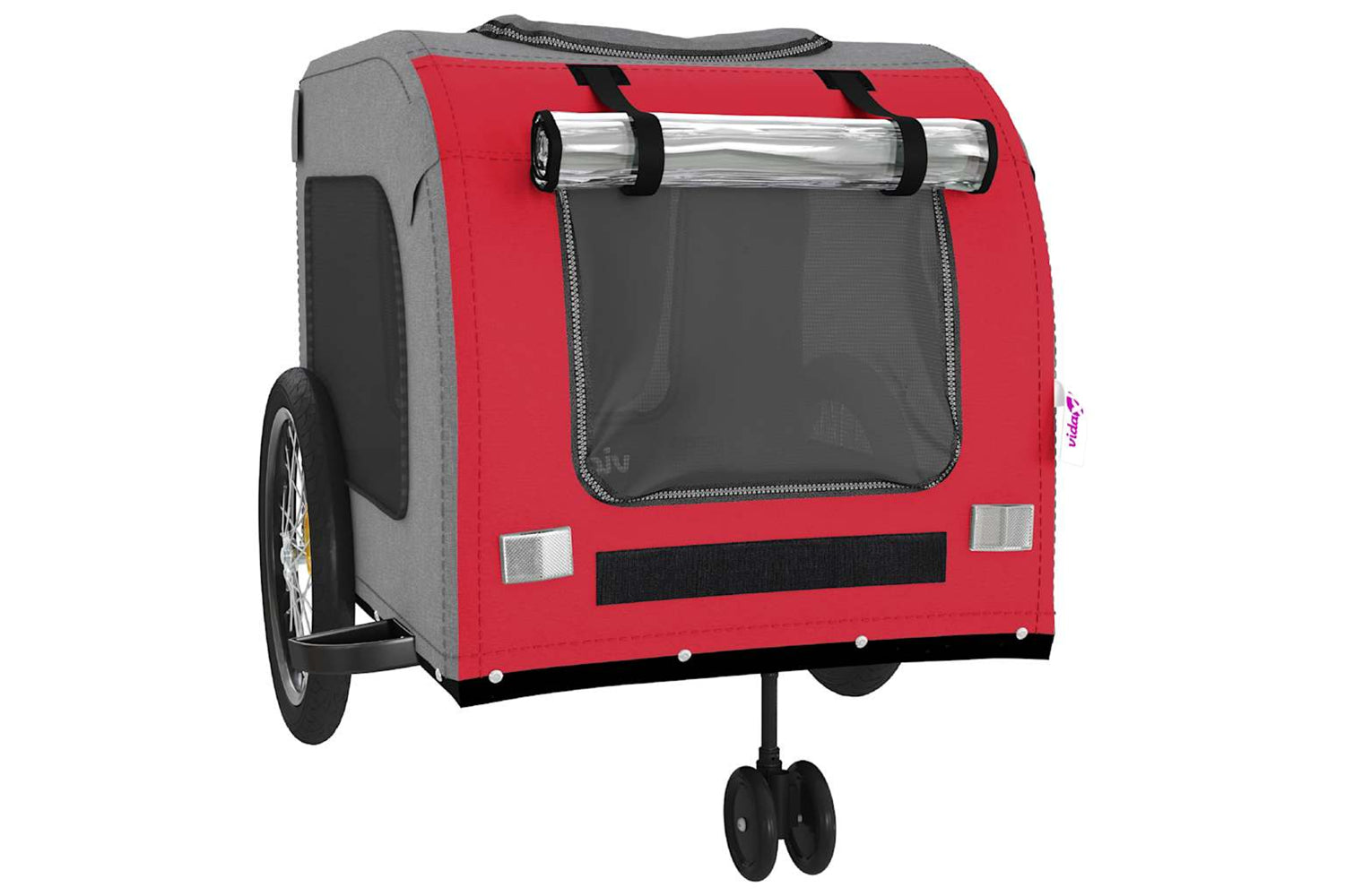 Vidaxl 93859 Pet Bike Trailer Red And Grey Oxford Fabric And Iron-4