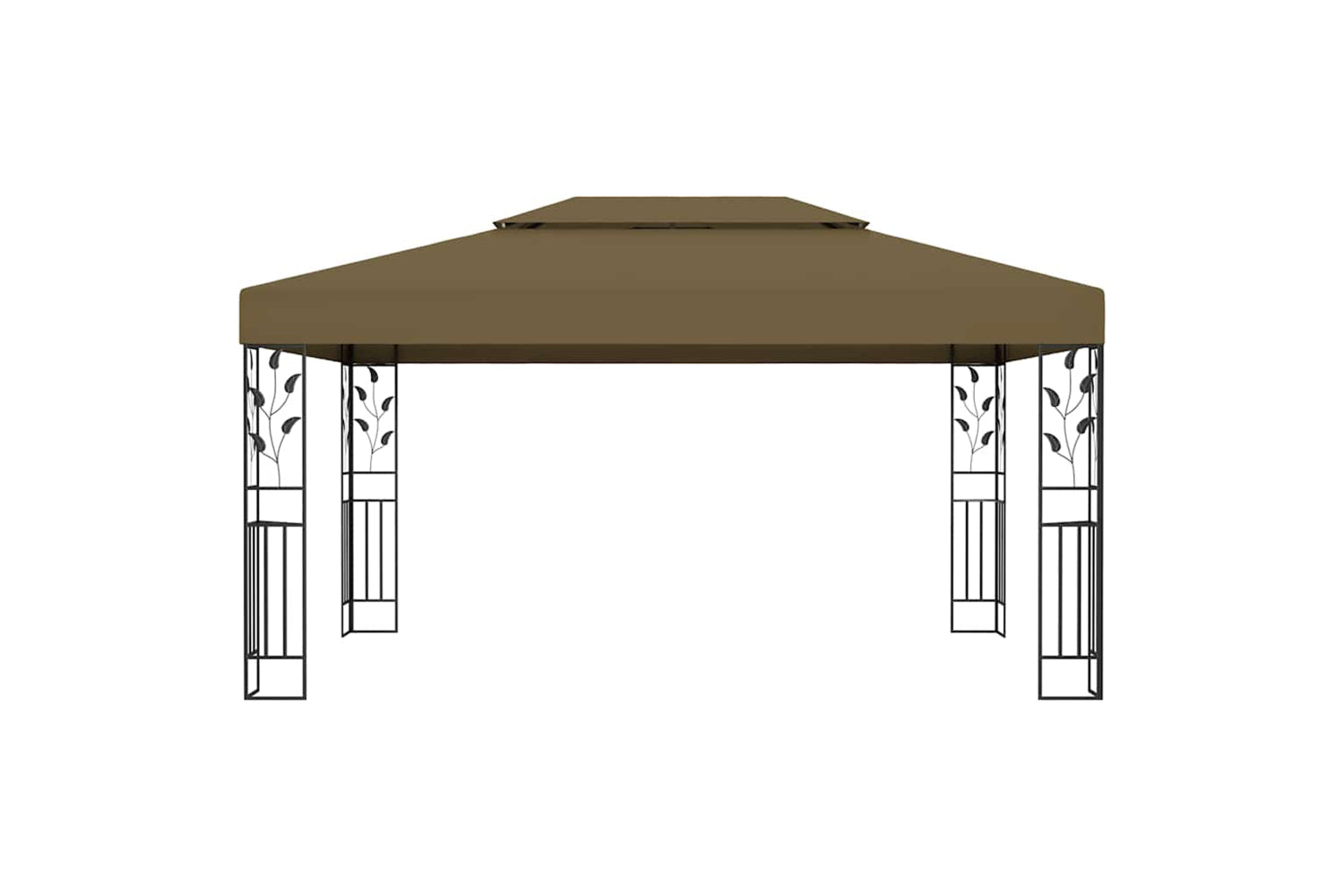 Vidaxl 3070313 Gazebo With Double Roof&led String Lights 3x4 M Taupe-3