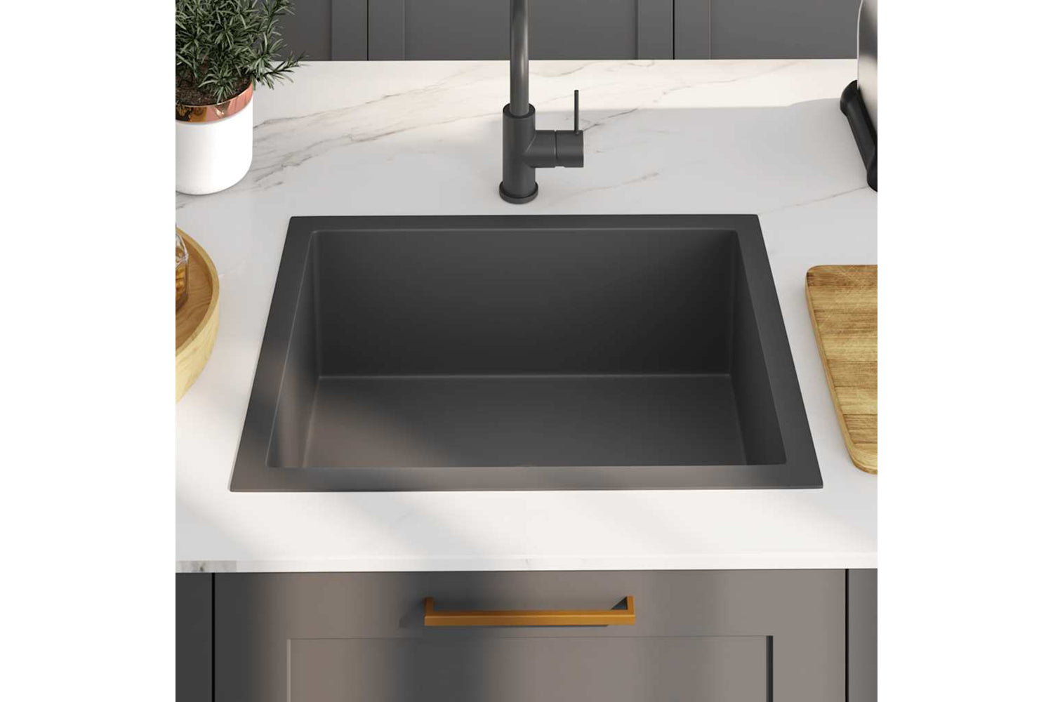 Vidaxl 145084 Handmade Kitchen Sink Black Stainless Steel-2