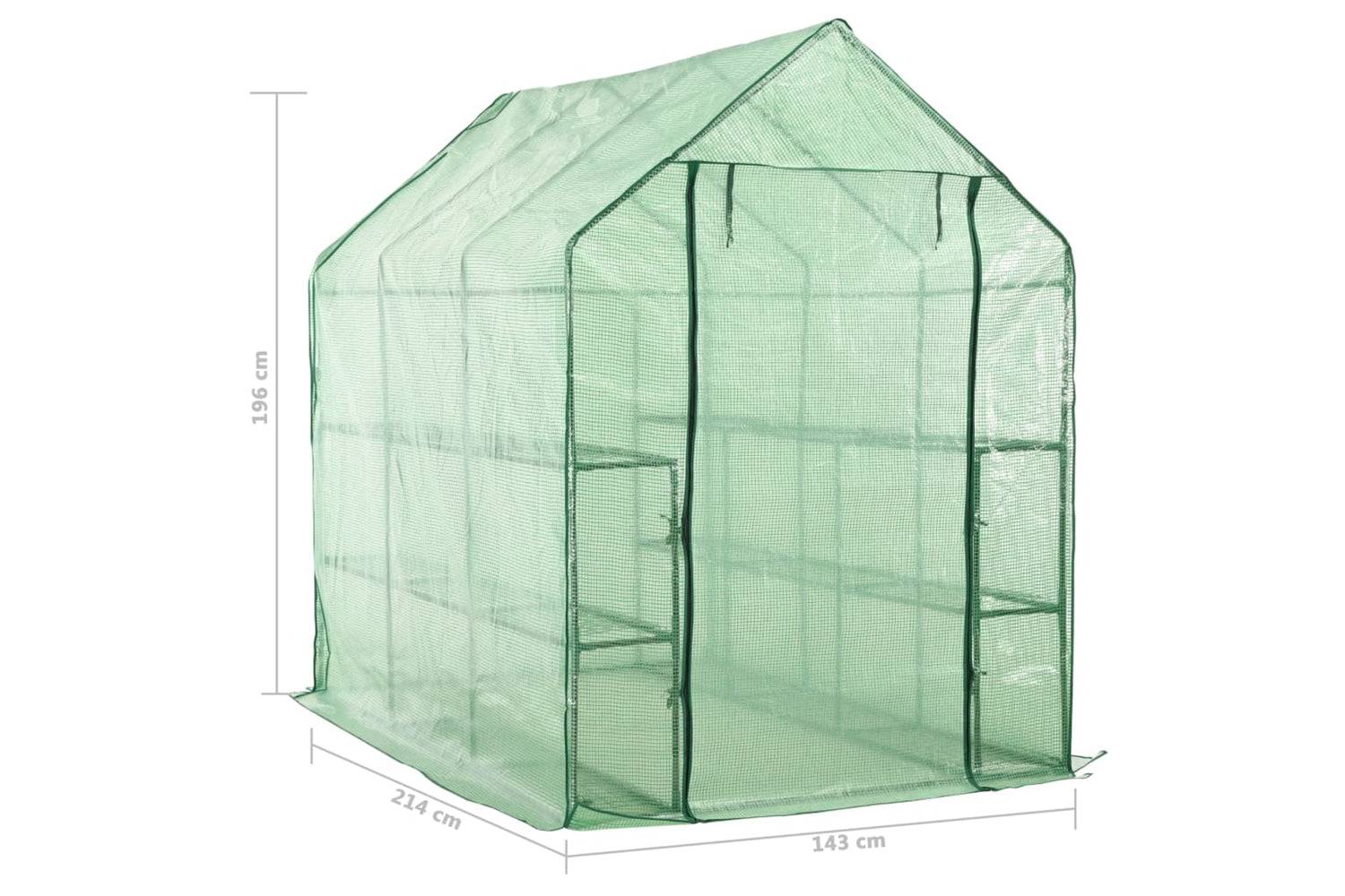 vidaXL 46913 Walk-in Greenhouse With 12 Shelves Steel 143x214x196cm-7