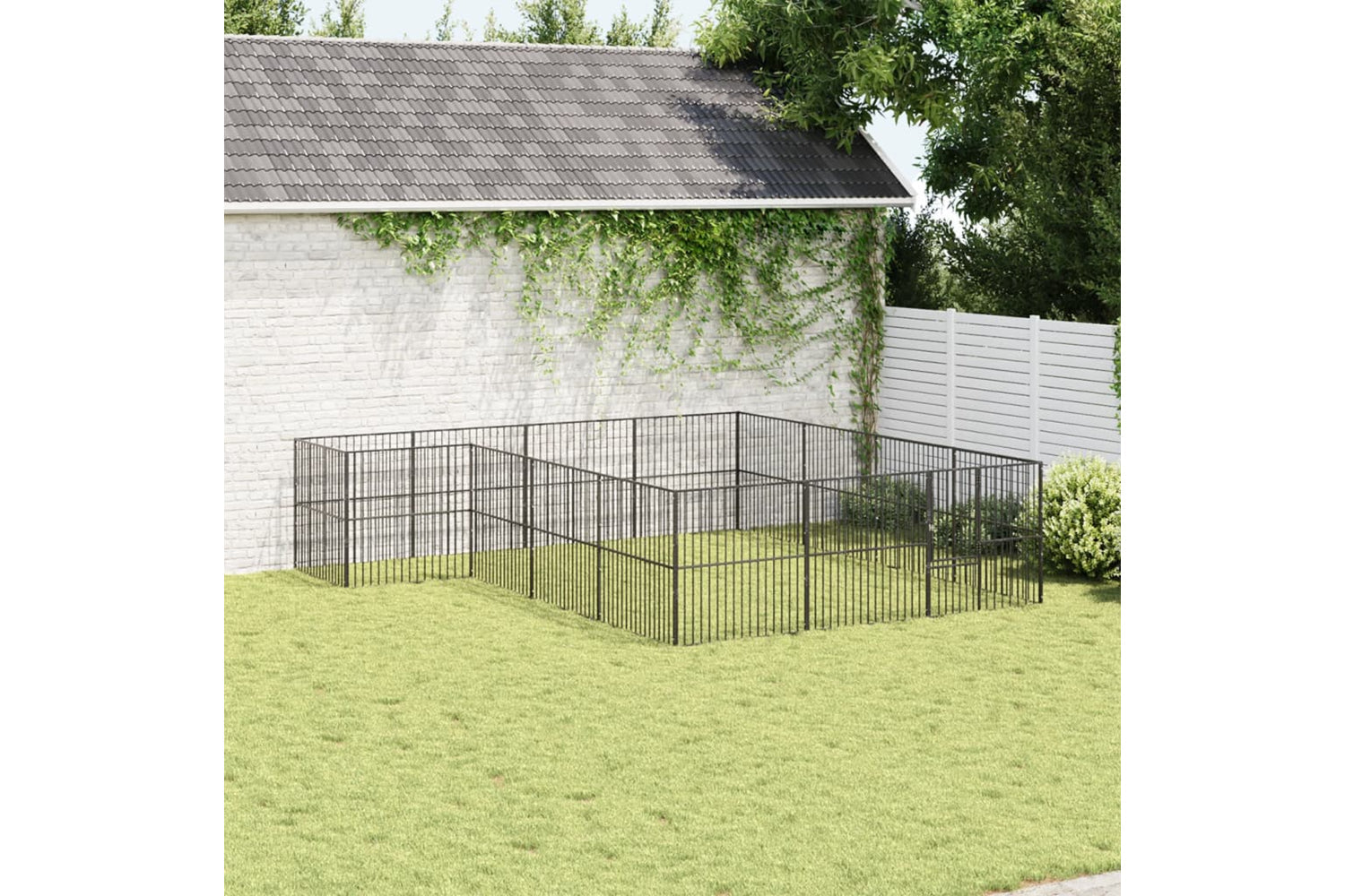 Vidaxl 3209559 Dog Playpen 16 Panels Black Galvanised Steel-2