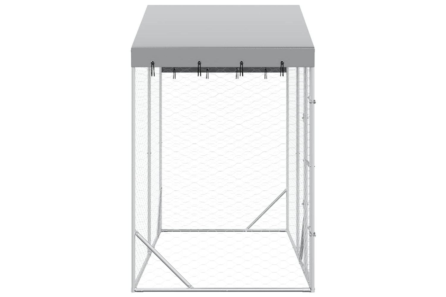 Vidaxl Outdoor Dog Kennel With Roof Silver 3x1.5x2.5 M Galvanised Steel-4