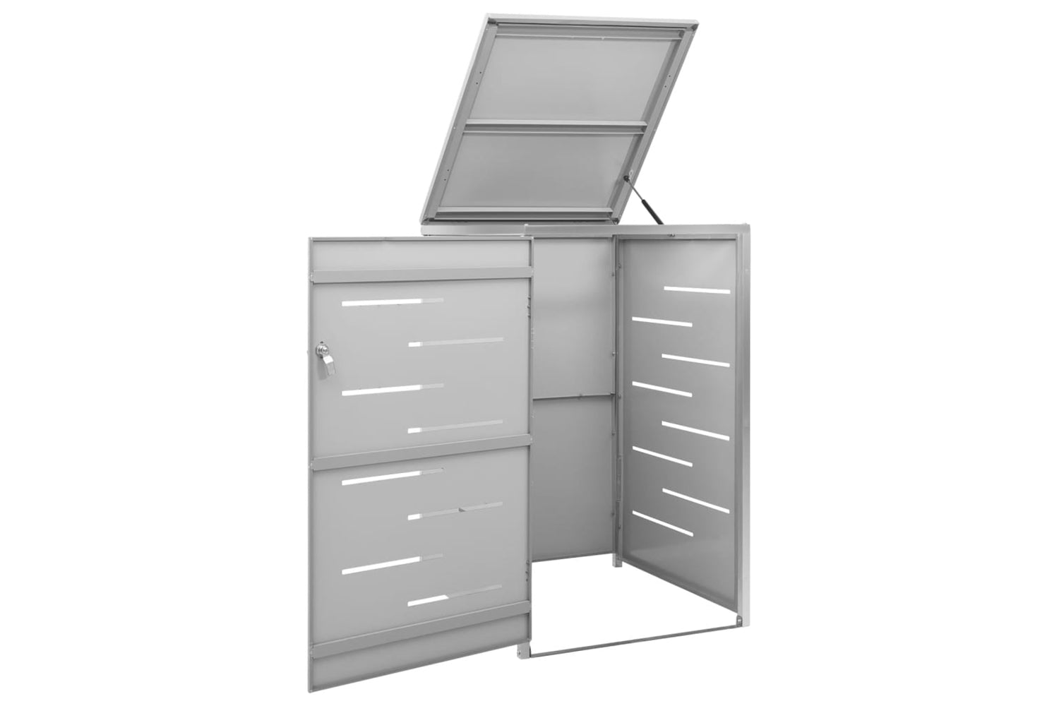 vidaXL Single Wheelie Bin Shed 69x77.5x112.5cm Stainless Steel-2