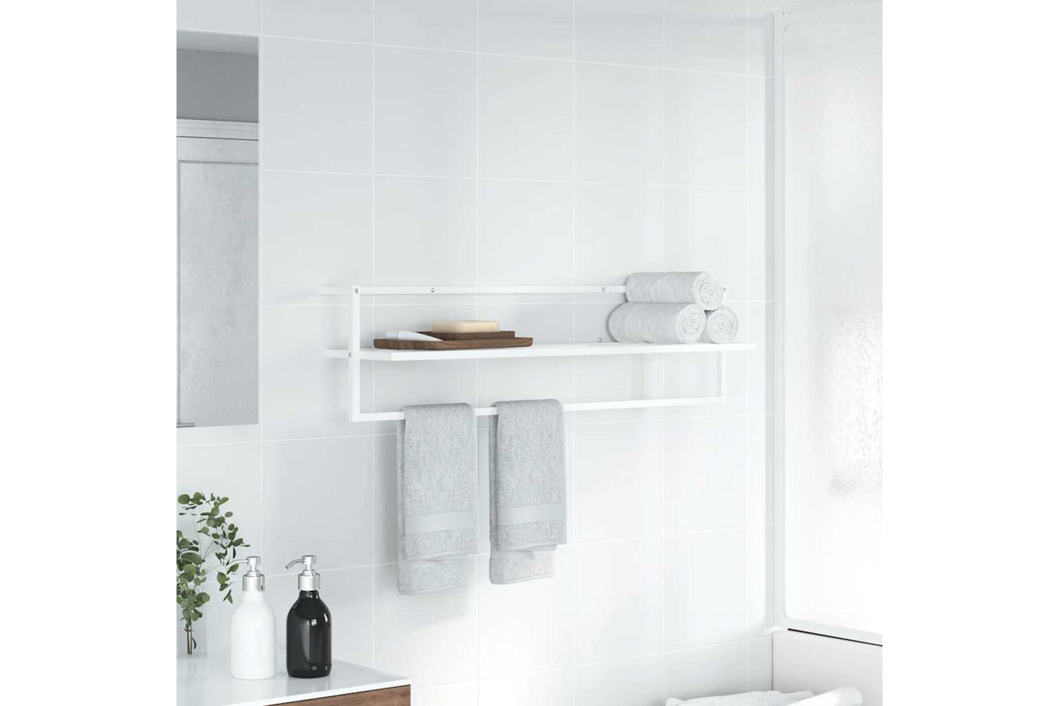 vidaXL 343093 Towel Rack White 95x25x22cm Iron-2