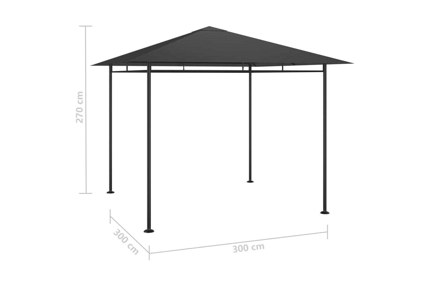 Vidaxl 313920 Gazebo 3x3x2.7 M Anthracite 180 G/mâ²-4