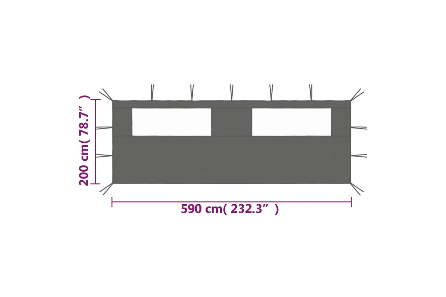 Vidaxl 3070415 Gazebo Sidewall With Windows 6x2 M Anthracite-4