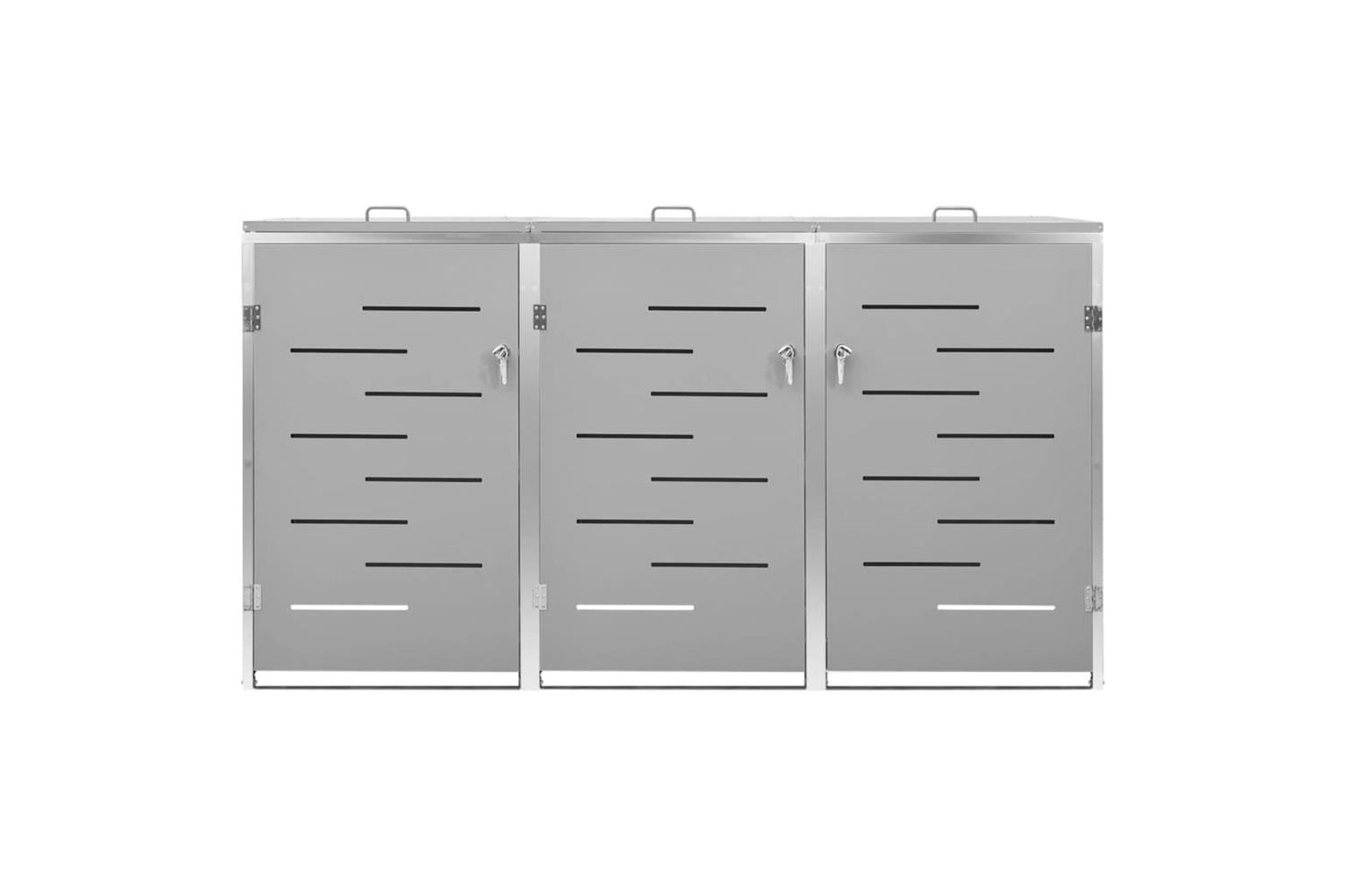 vidaXL Triple Wheelie Bin Shed 207x77.5x112.5cm Stainless Steel-4