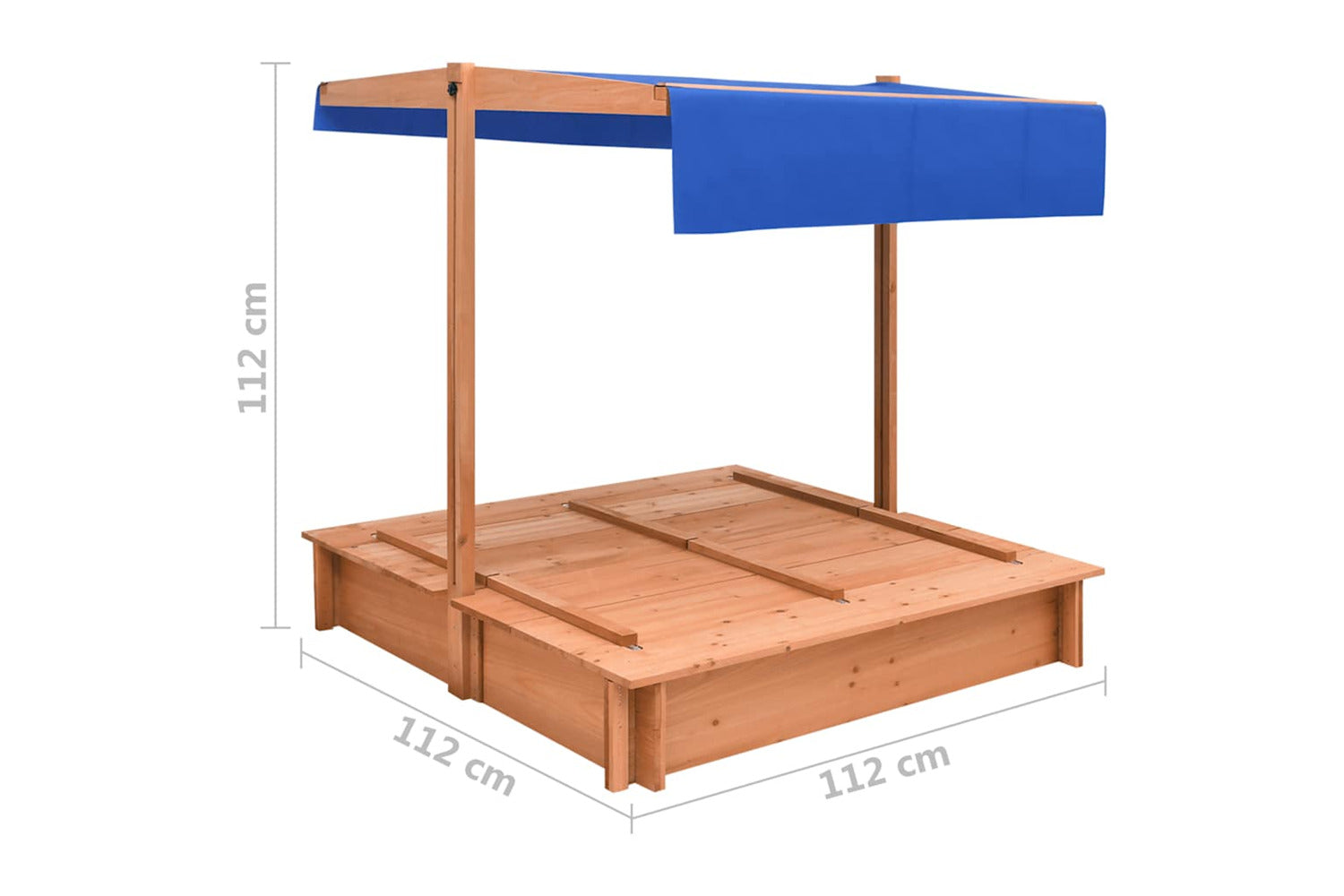 Vidaxl Sandbox With Roof Firwood 112x112x112 Cm-8