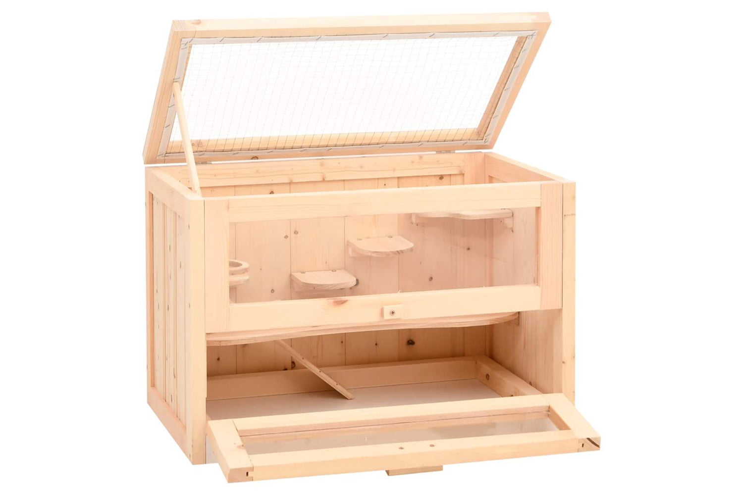 vidaXL 172378 Hamster Cage 60x35.5x42cm Solid Wood Fir-3