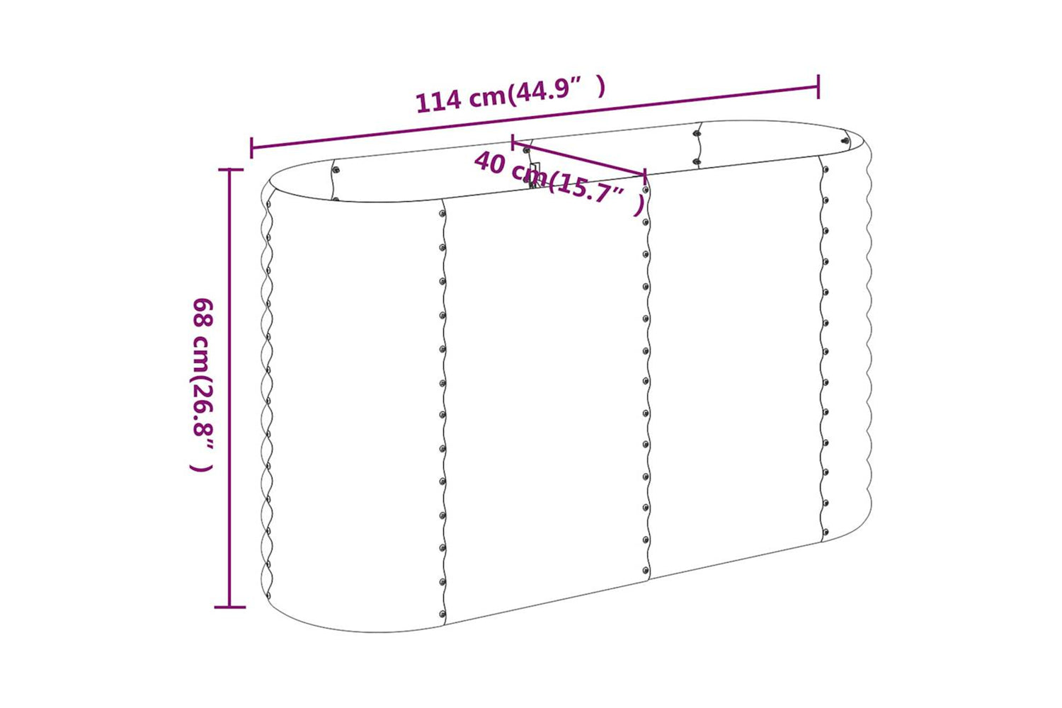 vidaXL 318889 Garden Raised Bed Powder-coated Steel 114x40x68cm Grey-5